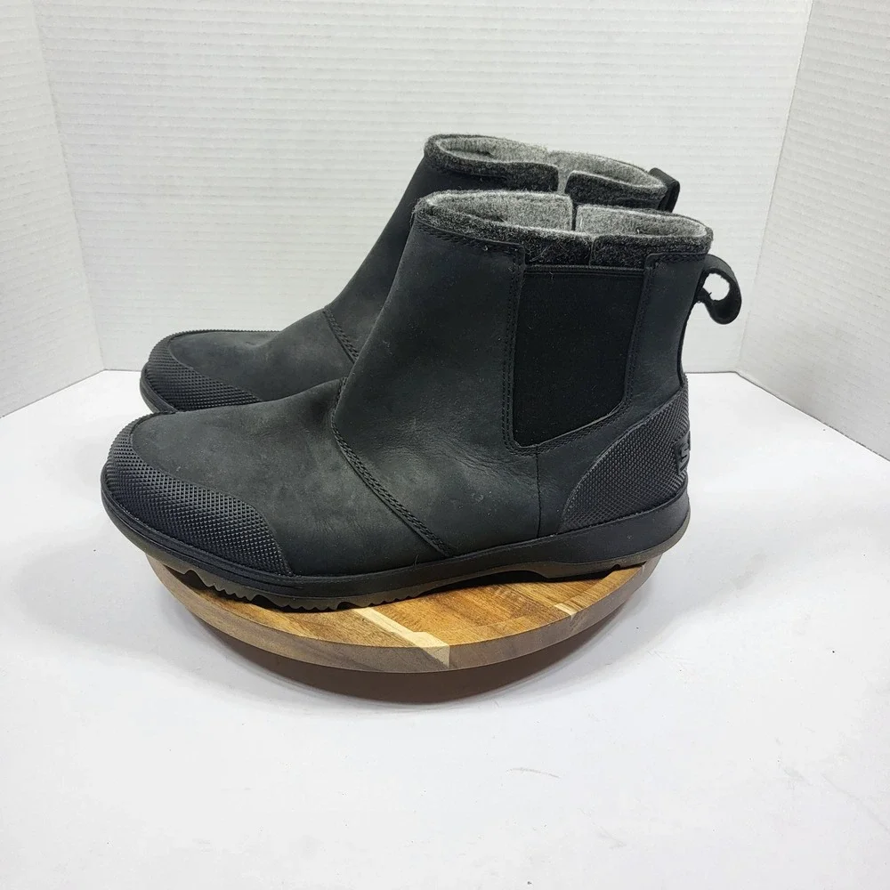 Sorel Mens Explorer Blitz Chelsea Boots Black Waterproof Leather Size 9.5 NM4909